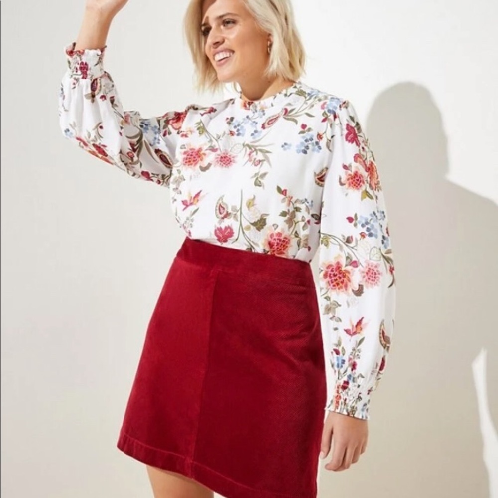 Loft Corduroy Skirt in Royal Ruby